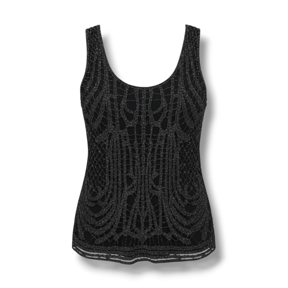 89th & Madison women's black metallic lace sleeveless blouse  - medium​